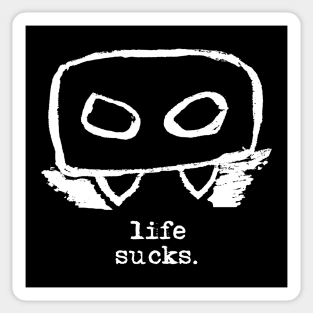 Bloody Mario - the Italian vampire (head) – Life sucks (white on black) Sticker